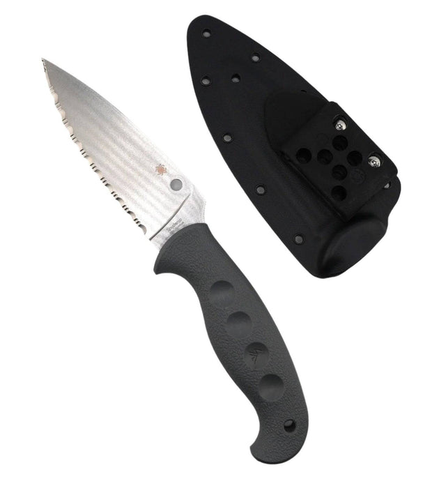 Spyderco Temperance Lightweight Sprint Run Fixed Blade 4.46" CPM-CruWear Satin Serrated Blade w/ Molded Grey FRN Handles