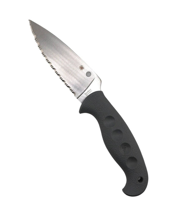 Spyderco Temperance Lightweight Sprint Run Fixed Blade 4.46" CPM-CruWear Satin Serrated Blade w/ Molded Grey FRN Handles