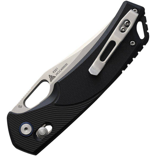 SRM Knives 9201 Folding Knife 3.54" D2 Satin Clip Point Blade G10 Handles Crossbar Lock