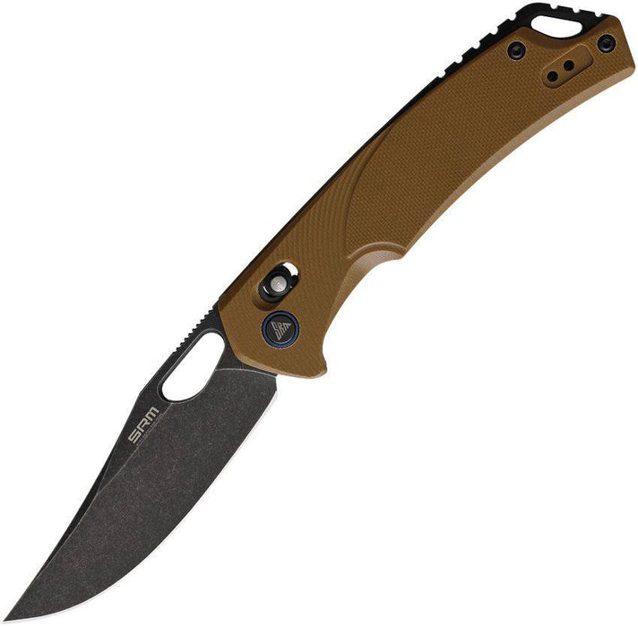 SRM Knives 9201 Folding Knife 3.54" D2 Satin Clip Point Blade G10 Handles Crossbar Lock