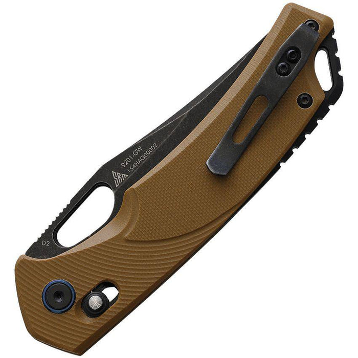 SRM Knives 9201 Folding Knife 3.54" D2 Satin Clip Point Blade G10 Handles Crossbar Lock