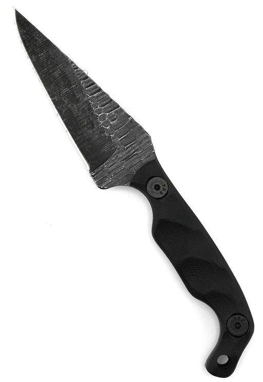 Stroup Knives Mini EDC Fixed Blade Knife 3.125" 1095 Hand Carved Pike Blade Milled Black G10 Handles Kydex Sheath