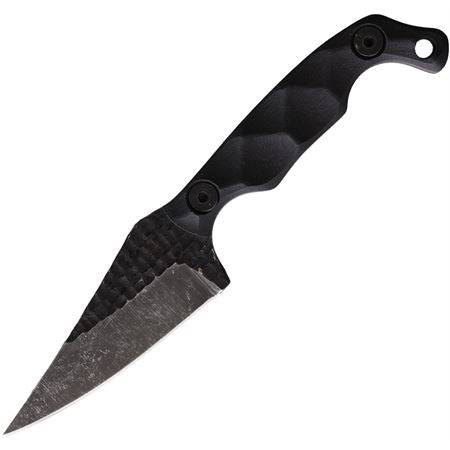 Stroup Knives Mini1 EDC Fixed Blade Knife 3.125" 1095 Hand Carved Pike Blade Milled Black G10 Handles Kydex Sheath