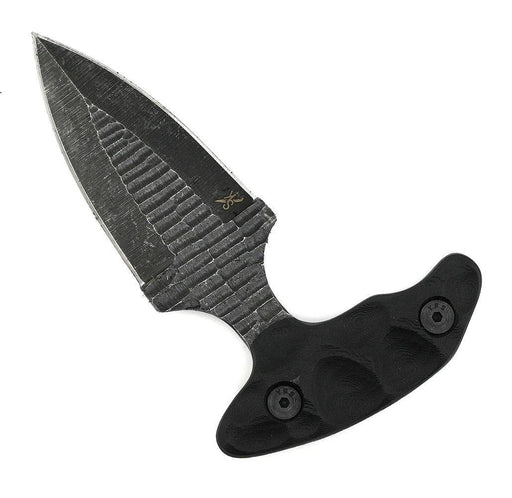 Stroup Knives SD1 Push Dagger EDC Fixed Blade Knife 2.5" 1095 Hand Carved Black G10 Handles Kydex Sheath