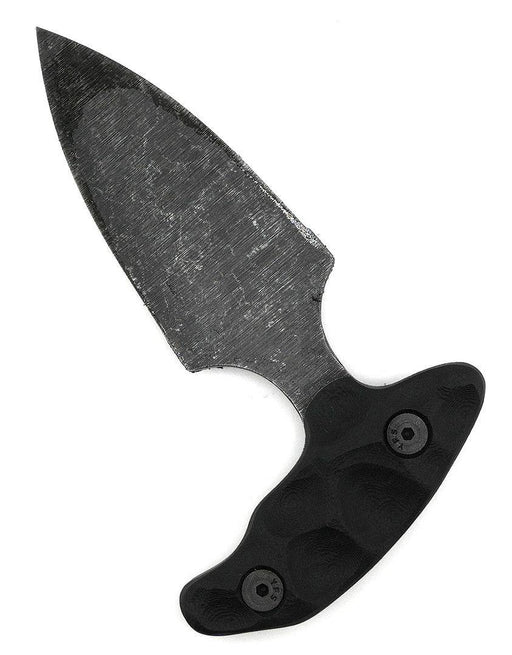 Stroup Knives SD1 Push Dagger EDC Fixed Blade Knife 2.5" 1095 Hand Carved Black G10 Handles Kydex Sheath