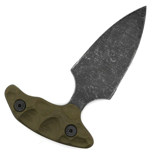 Stroup Knives SD1 Push Dagger EDC Fixed Blade Knife 2.5" 1095 Hand Carved OD Green G10 Handles Kydex Sheath