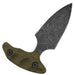 Stroup Knives SD1 Push Dagger EDC Fixed Blade Knife 2.5" 1095 Hand Carved OD Green G10 Handles Kydex Sheath