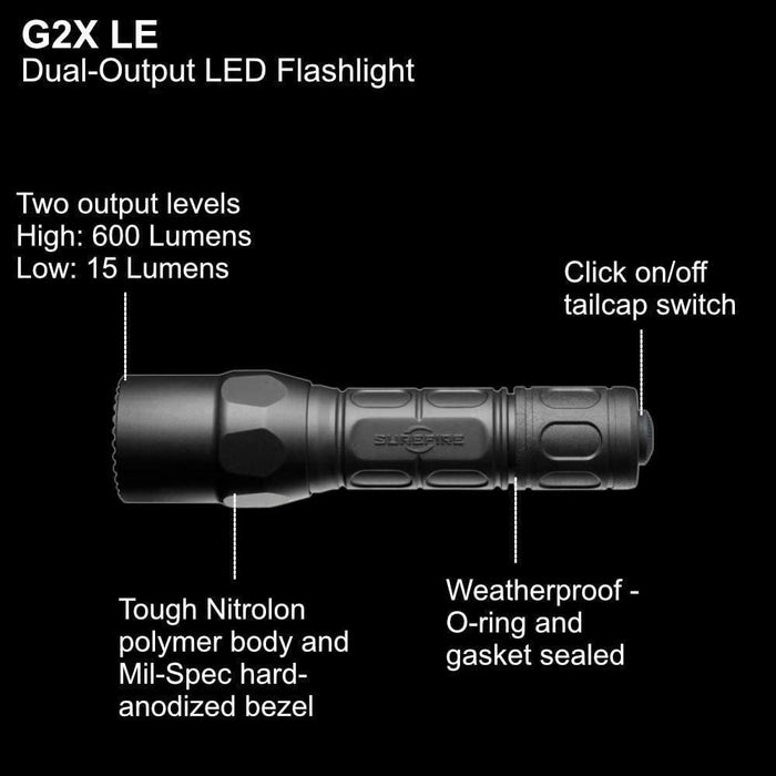 SureFire G2X LE Compact LED Flashlight 600 Lumen Tactical Light (USA)