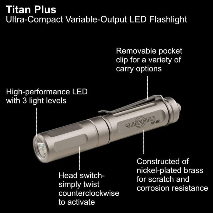 SureFire Titan Plus Ultra-Compact Multi-Output LED Keychain 300 Lumens Flashlight (USA)