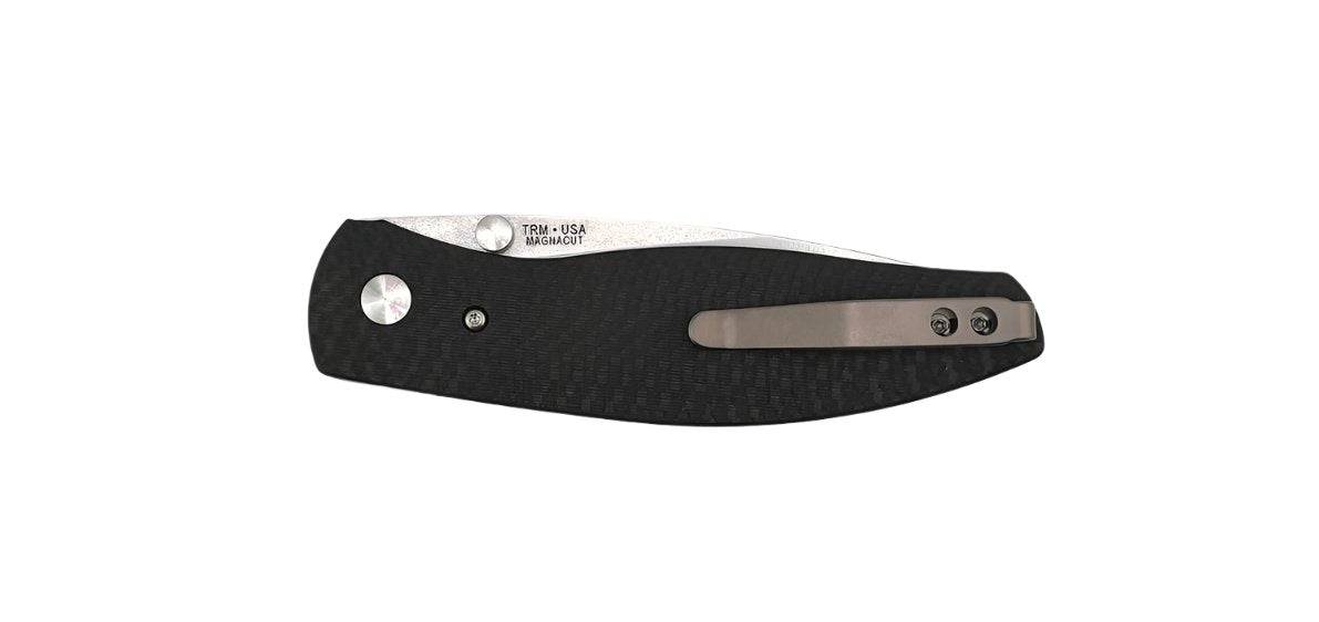 TRM Atom Liner Lock Carbon Fiber Contoured 3D Scales Stonewashed MagnaCut