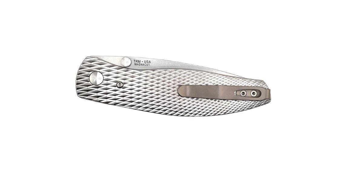 TRM Atom Liner Lock Lizard Skin Contoured 3D Titanium Scales Stonewashed MagnaCut