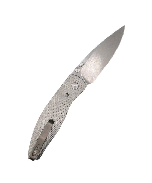 TRM Atom Liner Lock Lizard Skin Contoured 3D Titanium Scales Stonewashed MagnaCut