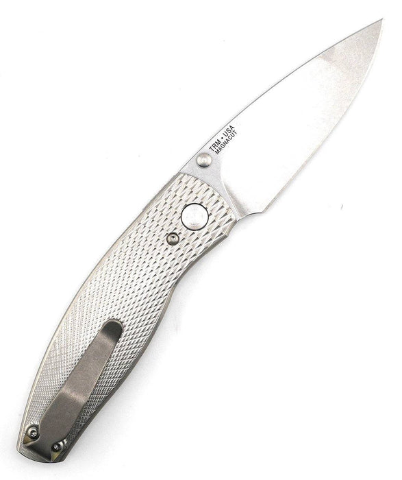 TRM Neutron 2 Linerlock MagnaCut - Titanium - 3D Contoured Textured Lizard Skin Scales