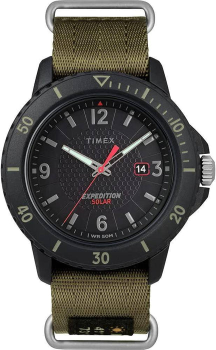 Timex Gallatin Nylon Slip-Thru Watch - Solar Green/Black Dial