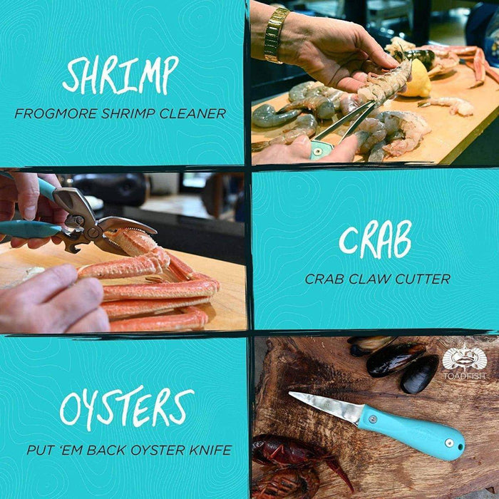 Toadfish Coastal Kitchen Collection - Crab Cracker, Shrimp Deveiner and Oyster Knife