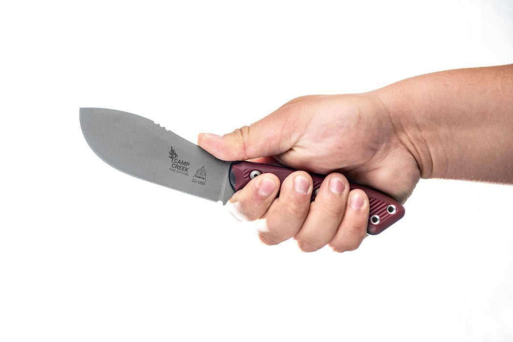 TOPS CPCKFE-01 Camp Creek Fire Edition Tumbled S35VN Red Black G10 Fixed Blade