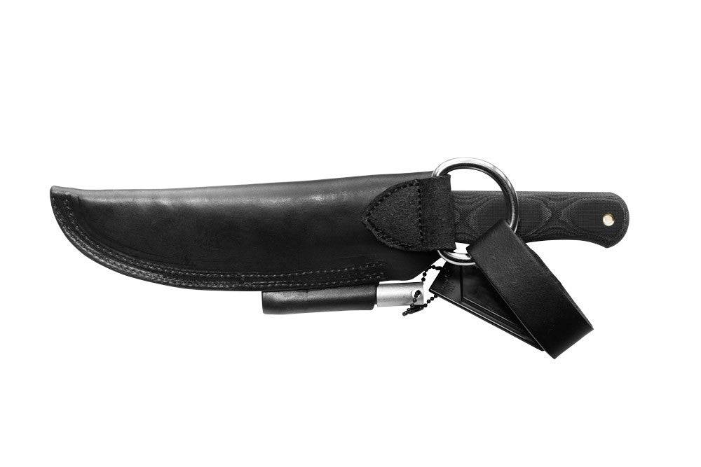 TOPS Knives D Fly 4.5 Fixed 4.5" 1095 Carbon Blade Black Micarta Handles Leather Sheath