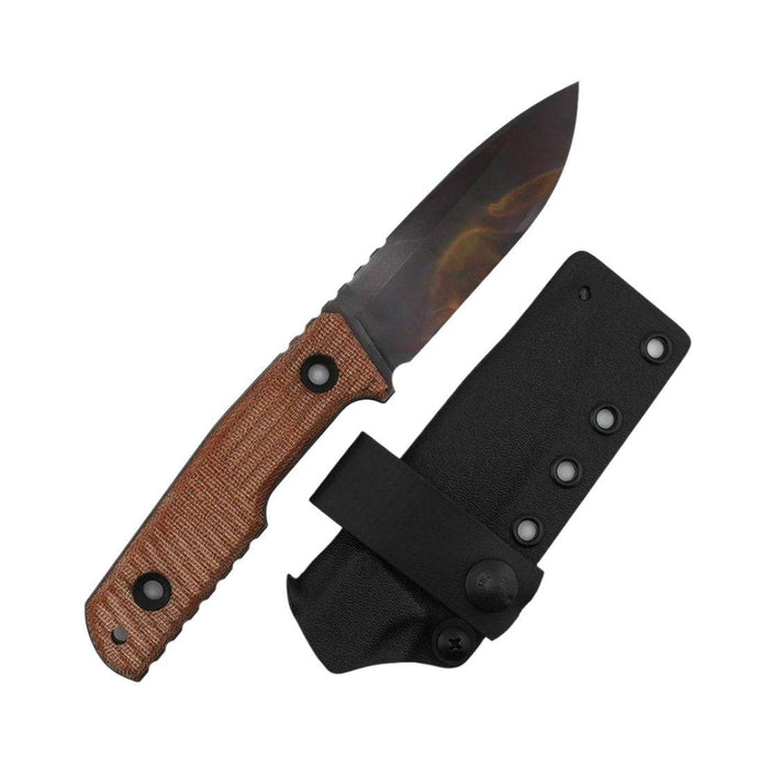 TRC Urban Tactical Elmax Natural Canvas Micarta Apocalyptic Finish Kydex Sheath