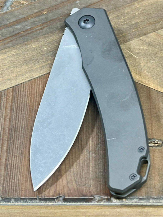 Trevor Burger Custom Knives TBC-URBANXL M390 Stonewashed Plain Blade Titanium Handles