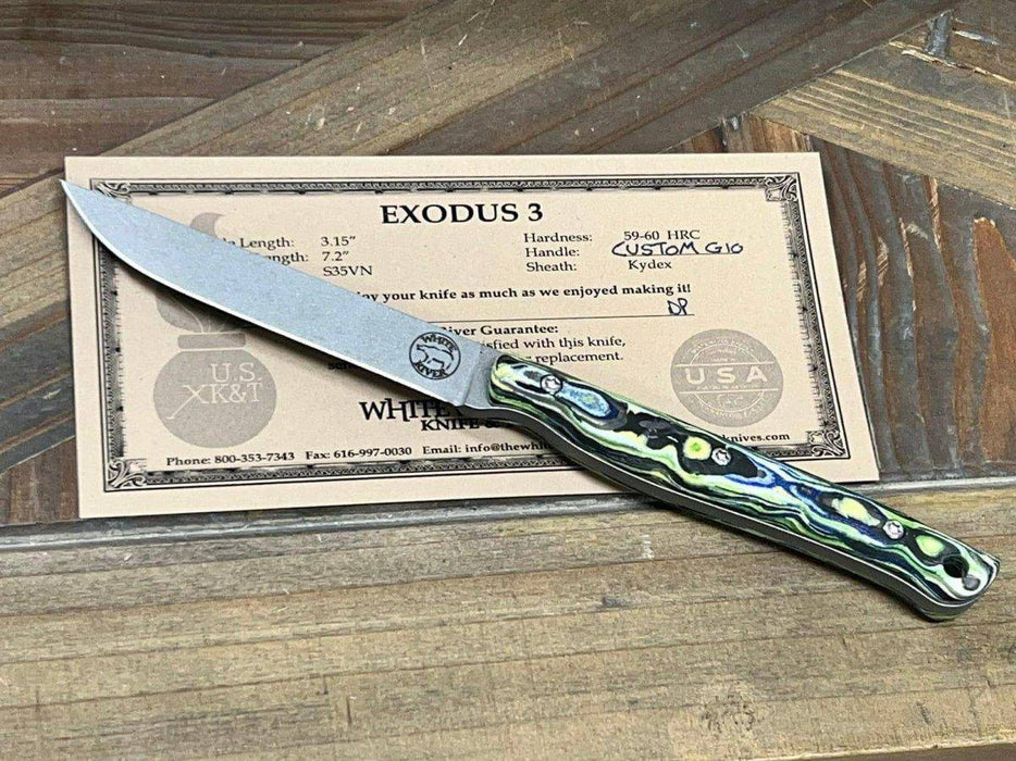 Custom White River Exodus 3 Fixed Blade Knife 3.88" S35VN Burl G10 Hybrid Handle (USA)