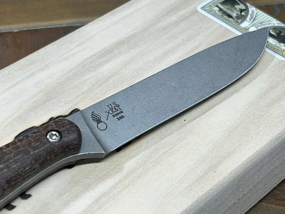 White River Exodus 4 Fixed Blade Knife 3.88" S35VN Stonewashed Natural Burlap Micarta (USA)