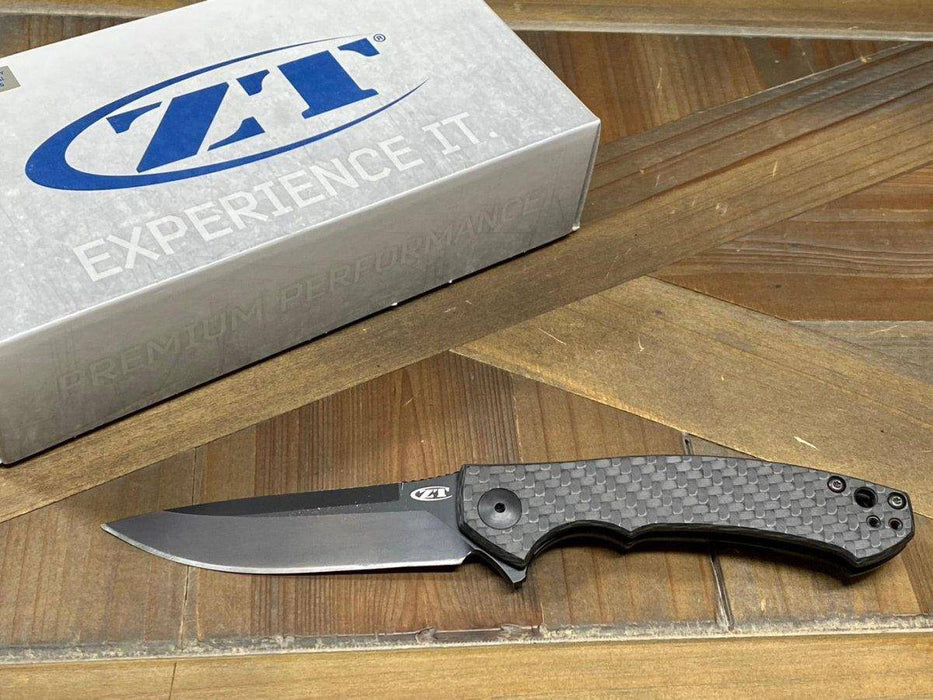 Pre-Owned ZT 0450CF Flipper 3.25" S35VN Black Blade Knife (USA)