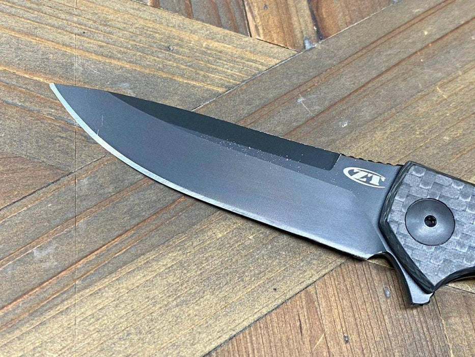 Pre-Owned ZT 0450CF Flipper 3.25" S35VN Black Blade Knife (USA)