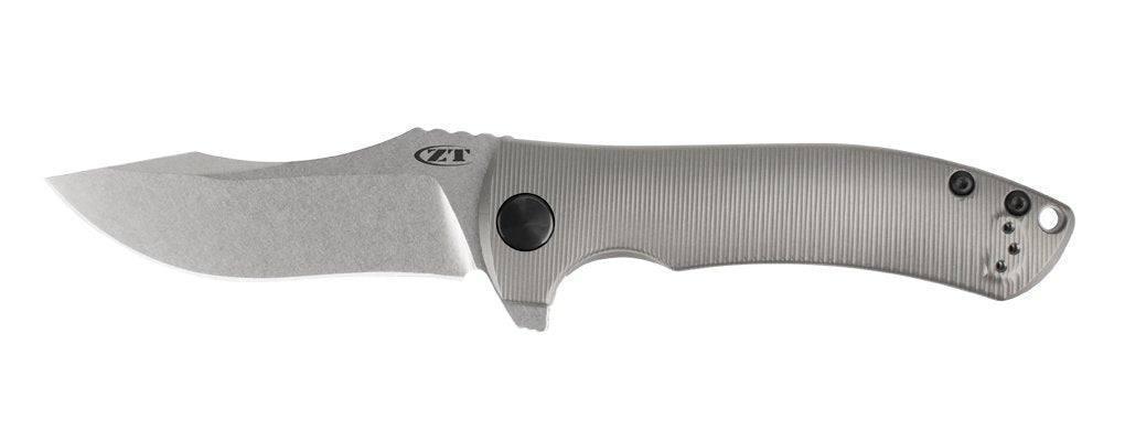 Zero Tolerance Les George 0920 Flipper 3.9" CPM-20CV Stonewashed Blade, 3D Machined Titanium Handles