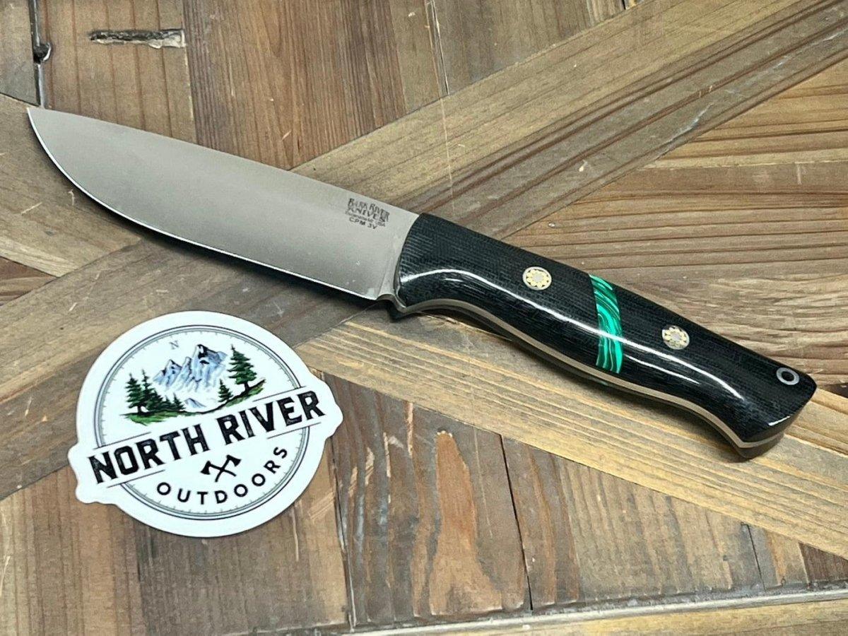 Bark River Fox River EXT-2 LT 3V Black Canvas Micarta Malachite