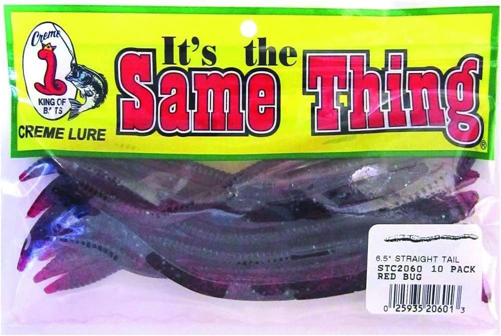 Creme Lure Soft Plastic STC2060 Same Thing 6.5' Straight Tail Worm 10 Pack Red