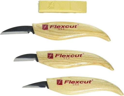 Flexcut Carving Tools, Whittler's Kit, High Carbon Steel Blade, Ergonomic  Ash Handle, with Flexcut Gold Polishing Compound (KN300)